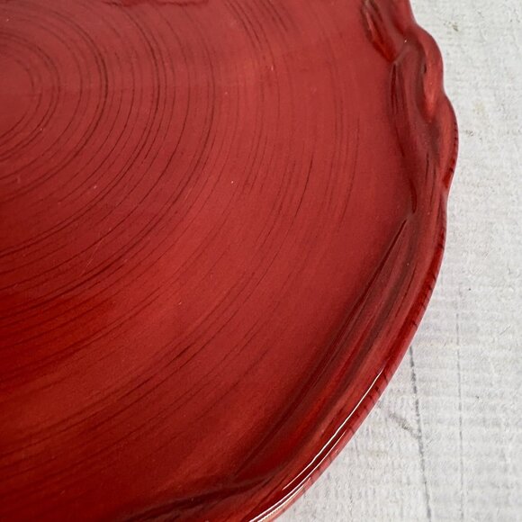 Tracy Porter THE OCTAVIA HILL COLLECTION Solid Red Embossed Dinner Plates Set 2 - Picture 9 of 14